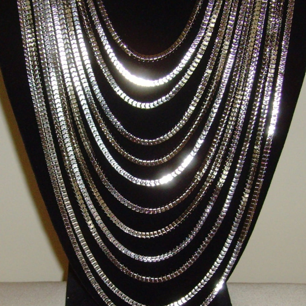 CARA 12 Strand Silver-Tone Cascading Necklace - Picture 5 of 9